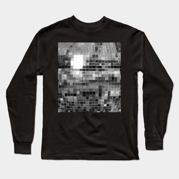 Silver Mirrored Disco Ball Pattern Long Sleeve T-Shirt by Art by Deborah Camp